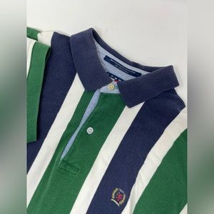 VTG Tommy Golf Polo 90 Hilfiger Sz L Embroidered Vertical Stripe Multicolor GHM6